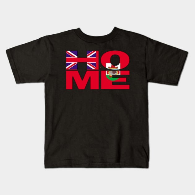 Bermuda Collection Flag Spelling HOME - Bermudian - Soca Mode Kids T-Shirt by Soca-Mode